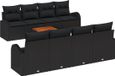 vidaXL Ensemble de banc de jardin 9 pièces noir polyrattan