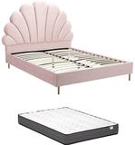 Vente-unique Bedframe fluweel roze 140 x 190 cm