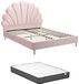 Vente-unique Bedframe fluweel roze 140 x 190 cm