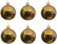 Decoris Kaemingk B.V. 12x Gouden glazen kerstballen 8 cm - Glans/glanzende - Kerstboomversiering goud