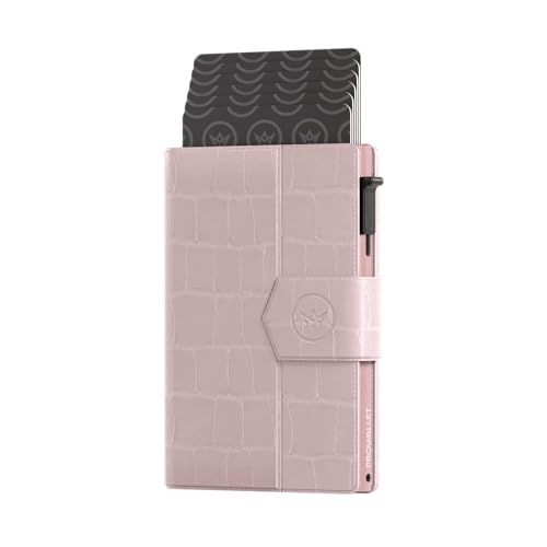 Pasjeshouder Prowallet Plus - Croco Zachtroze - Pasjeshouder voor 8 pasjes, briefgeld en muntgeld - Uitschuifbaar - RFID Creditcardhouder - Kaarthouder Portemonnee, Premium Pashouder voor Vrouwen - Aluminium, Kunstleer - Incl. Luxe Cadeaubox