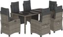 vidaXL 7-delige Tuinset met kussens poly rattan grijs