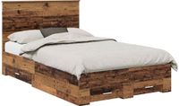 vidaXL Bedframe met lade en opslag, Oud hout, 120 x 190 cm