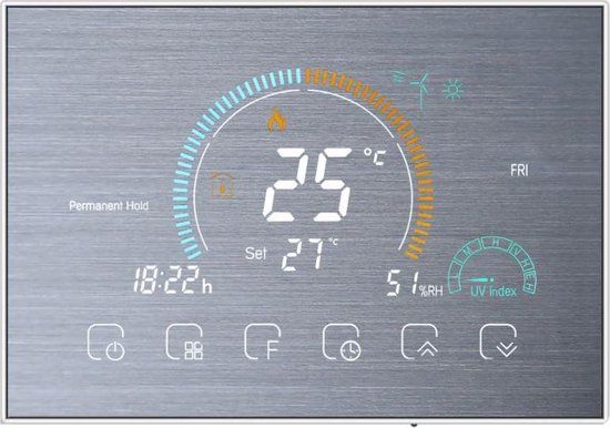TechU™ Slimme Thermostaat Relax - Zilver - Wifi - Bediening met App, Google Assistant & Alexa - Electric Heating