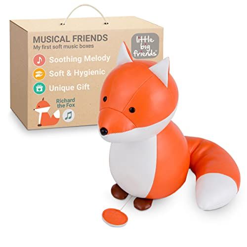 Little Big Friends muzikale vrienden | Richard the Fox | Muzikaal speelgoed voor baby's met trekkoord | Eenvoudig te reinigen | hypoallergeen