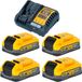 DeWalt DCB 1104 S4 accu-starterset met snellader + 4x Powerstack-accu 18 V 3,5 Ah
