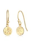 Elli Drop Earrings Organic Hammered 925 Sterling Silver Gold Plated