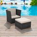 Fauteuil de jardin avec repose-pieds poly rotin noir