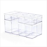 Set de pots de conservation - Plastique - Transparent et blanc - Joint en silicone - 12 pièces - 0,5 à 2,1 L