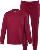 Men Plus - Heren - Pyjama tweedelig jersey lange mouwen - Bordeauxrood - Maat 4XL