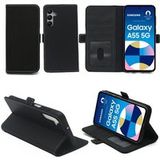XEPTIO Zwarte hoes voor Samsung Galaxy A55 5G Zwarte beschermende flip portemonnee hoes met kaarthouder