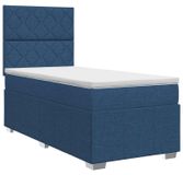 vidaXL Boxspringbed met matras en hoofdeinde, blauw, 100 x 200 cm, stof
