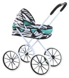 LEAN Toys 17739 Poussette pliable pour poupées avec grandes roues Zebra, turquoise