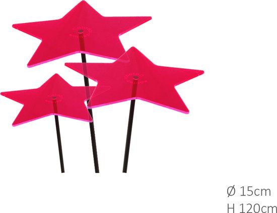 Cazador Del Sol - 3 stuks! Zonnevanger Ster Rood-Roze (kleur fuchsia) medium 120x15 cm