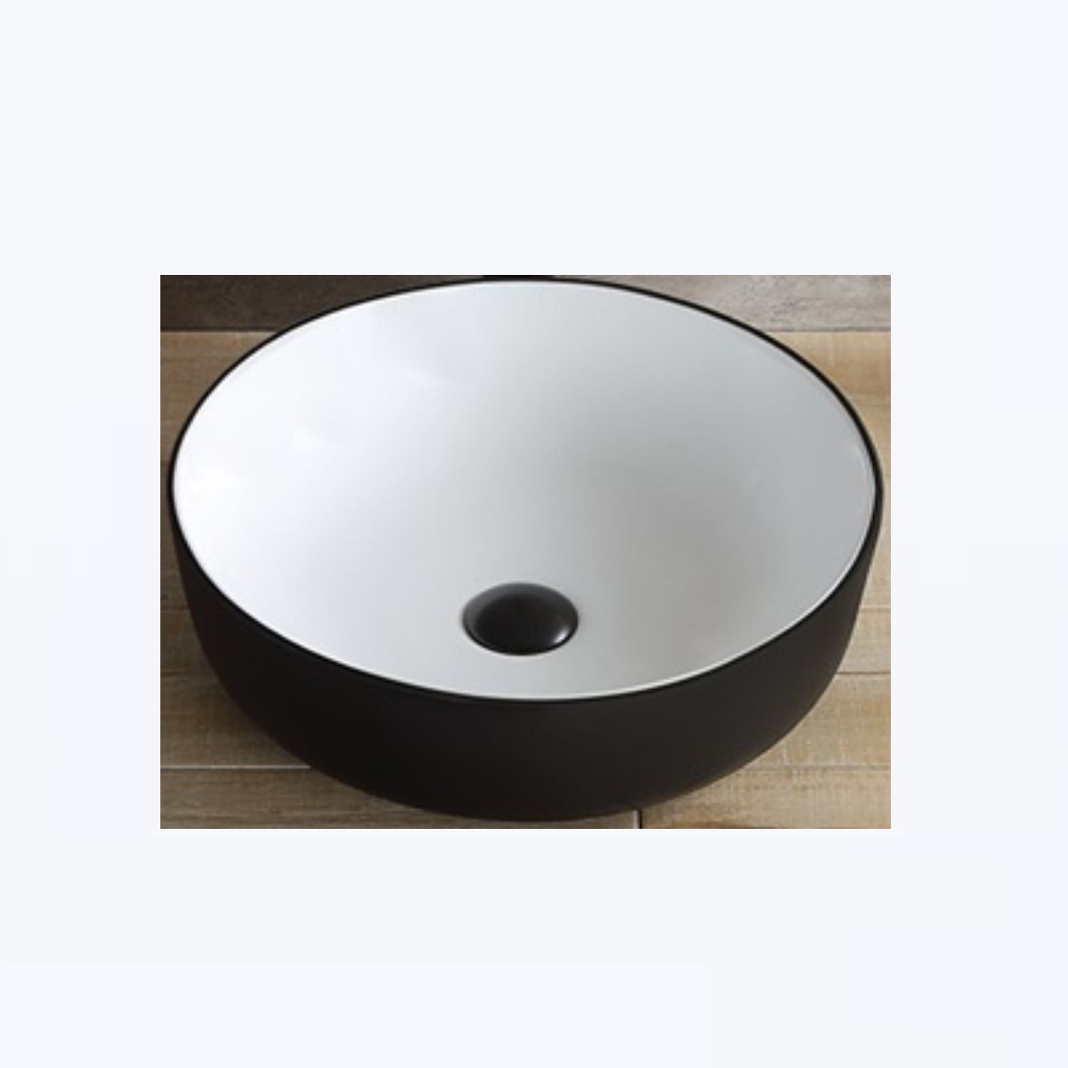 Boss & Wessing Pura Opbouw waskom rond 42x13 cm wit met zwarte buitenkant