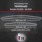 HEYNER® Essuie-glace pour TOYOTA bZ5 05.2025 - 10.2026, HYBRID Balai d'essuie-glace plat, Aérodynamique & Flexible, Revêtement nanographique