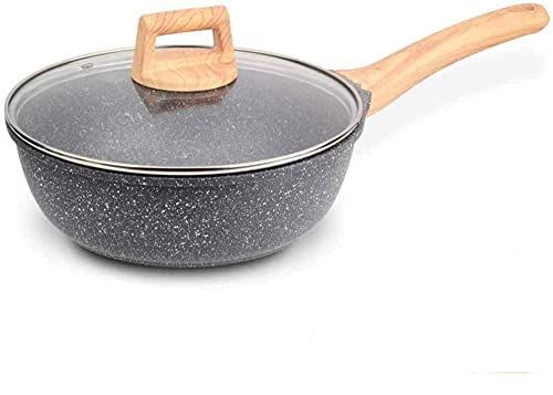 Wokpan zwart, met houten handvat - Héman horecaverhuur