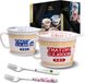 Bol Ramen bowl with lid - large - instant noodles - ceramic - soup bowl with lid and handle - set of 2 - red and blue
