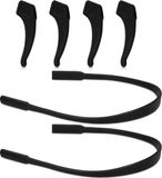 kwmobile Anti-slip Houder en Riem voor Bril Tempels Set - 4x L Silicone Oorhaken en 2x Riem voor Bril Zwart