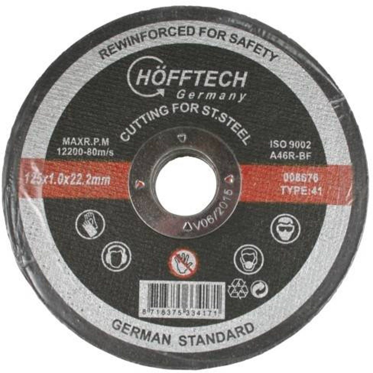 HOFFTECH Doorslijpschijf RVS 125 x 1,0 mm