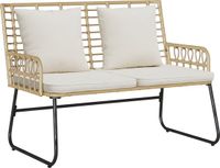 vidaXL Tuinbank Bruin en Crème Polyrattan