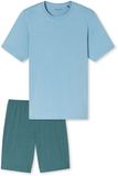 SCHIESSER Pyjama kort 'Casual Essentials' lichtblauw / petrol