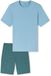 SCHIESSER Pyjama kort 'Casual Essentials' lichtblauw / petrol