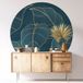 Botanique Sticker Mural Rond / Cercle - Motif Botanique - Diamètre 30 Cm - Adhésif + Protection Brillante