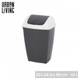Urban Living Fornord import distribution "PASHA" Flip Prullenbak 10L Tweekleurig Wit en Moonrock