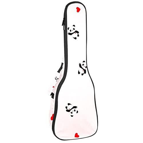 Mersov Concert Ukelele Rugzak, Heavy Duty Ukulele Case Tas met Opslag, Sopraan Concert Tenor Ukelele 10 MM Gewatteerde Tas Panda & Liefde Licht Roze