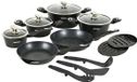 Herzberg HG-METBK15: set de cuisine en marbre de 15 pièces - Noir