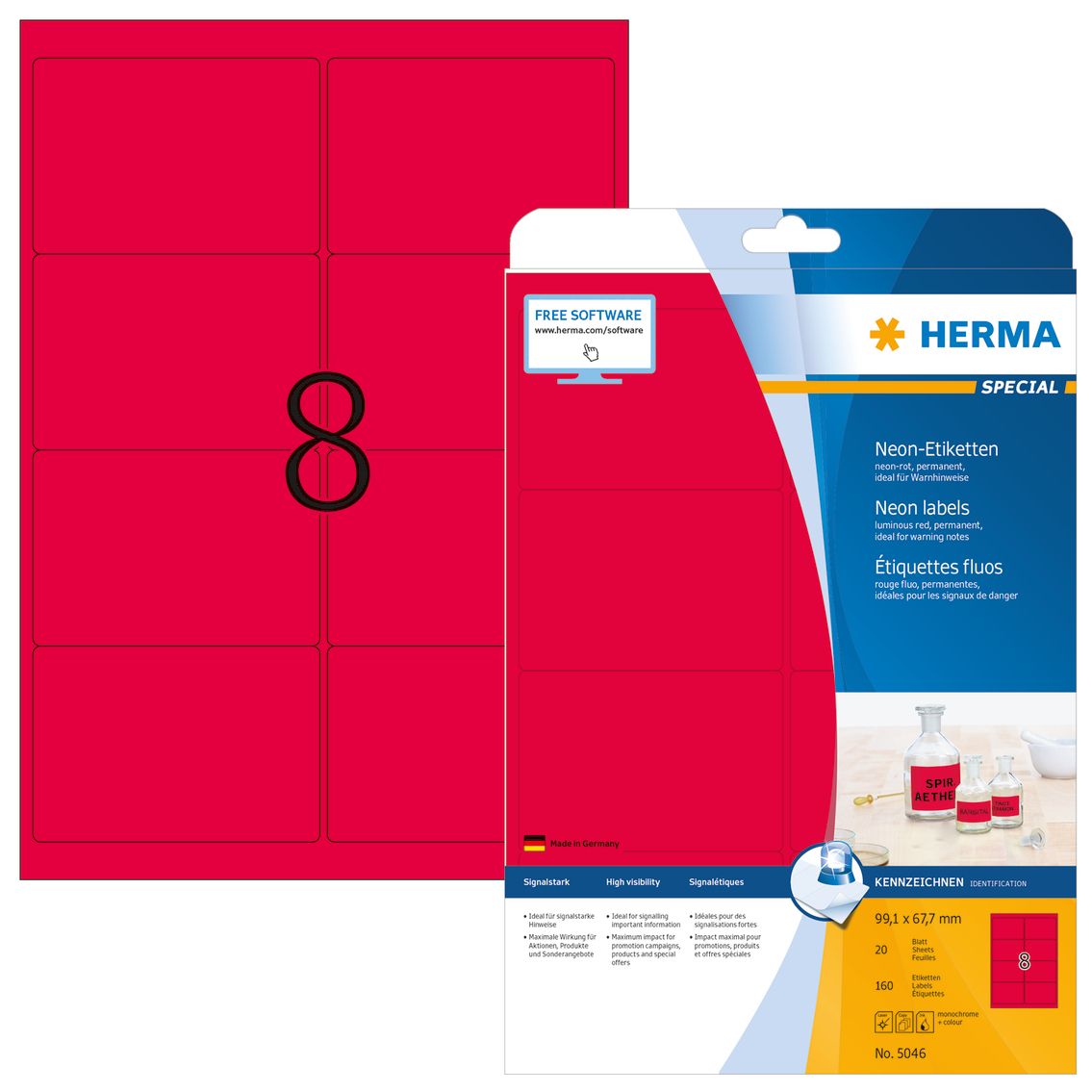 HERMA 5046 Printeretiketten Rood Papier