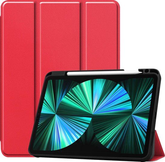 BASEY. Hoesje voor iPad Pro 12.9 inch (2021) - Rood - Book Case - Kunstleer