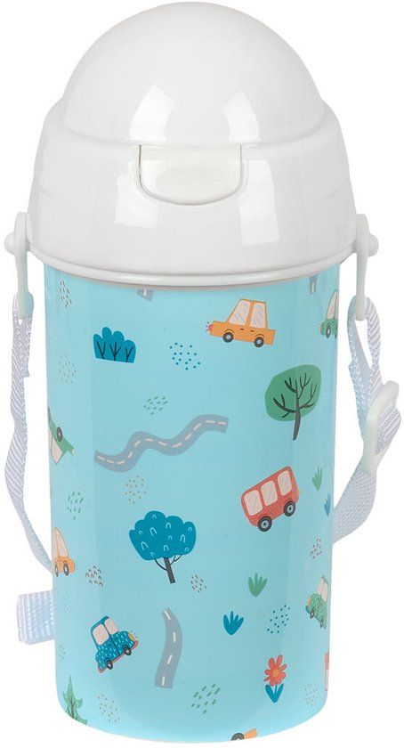 Safta Waterfles Coches Blauw PVC 500 ml