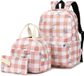 Sac à dos scolaire sans marque pour filles - enfants adolescents - set de cartable 3-en-1 - sac à lunch trousse à crayons - Ours Lapin - Set de cartable rose