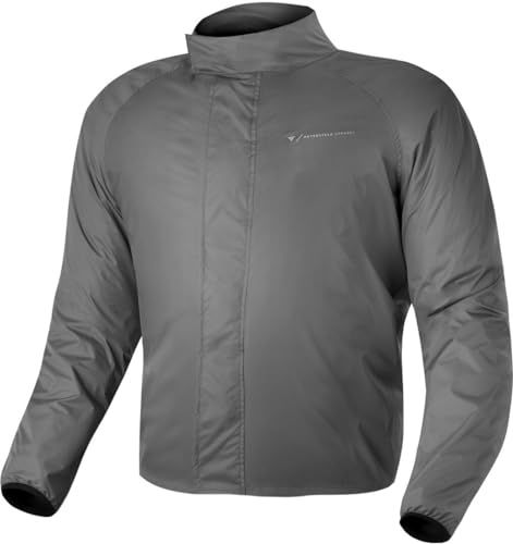 SHIMA RAINSHELL Regenjas voor heren, waterdichte jas, regenkleding, waterdicht met draagtas (grijs, L)