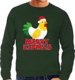 Bellatio Decorations Foute Kersttrui voor heren - Merry Kipmas - groen - L