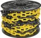 Perel Afzetketting, op rol, voor het afbakenen van gevarenzones en beperken van toegang, binnen- en buitengebruik, kunststof, zwart/geel, 25 m, 8 mm