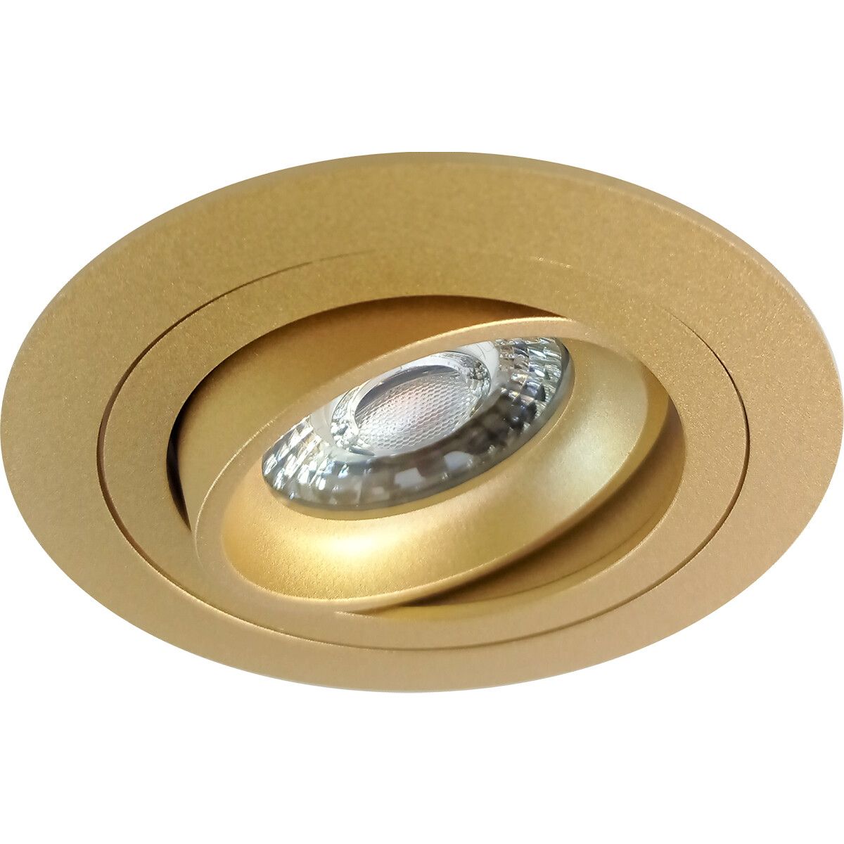 BES LED Spot Armatuur GU10 - Pragmi Alpin Pro - Inbouw Rond - Mat Goud - Aluminium - Kantelbaar - Ø92mm
