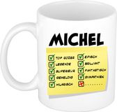 Bellatio Decorations Naam mok Michel - wit - top gozer - keramiek - 300 ml - cadeau collega beker