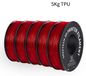 Filament d'imprimante 3D - TPU flexible - 1,75 mm - 343 mètres de long - Haute élasticité - Emballé sous vide - Non toxique - Rouge