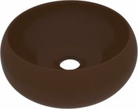 vidaXL - Wastafel rond 40x15 cm keramiek mat donkerbruin