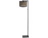Steinhauer Zwarte vloerlamp Stang 3705ZW 160cm kantelbaar met naturel/zwart bamboe kap