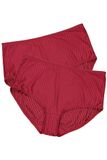 Ulla Popken - Dames - Midislips set van 2 pinstripes hoge pasvorm - Donkerrood - Maat 46+