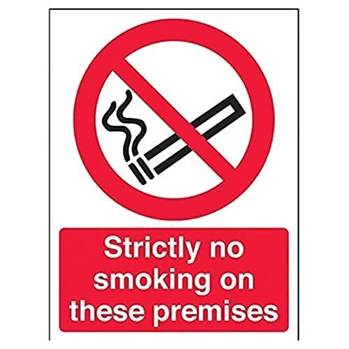 V Safety VSafety Strictly No Smoking On This Premises Prohibition Sign - 150mm x 200mm - 1mm Rigid Plastic