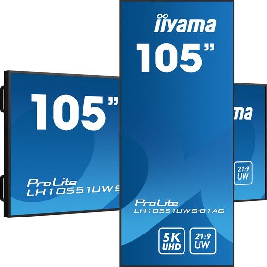 iiyama ProLite LH10551UWS-B1AG 105" professioneel 5K UW-scherm voor gespecialiseerde 21:9 panoramische signage in winkelomgevingen