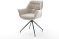 DELIFE Fauteuil Kaira-Flex piètement croisé conique tissu tissé noir beige