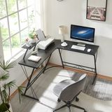 en.casa Bureau Yremso L-vormig 122x122x98 cm zwart