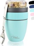 Milu Muesli Beker To Go | Yoghurt Beker To Go 400 ml | Geïsoleerde Roestvrijstalen Yoghurtbeker Voor Muesli | Lekvrije Mueslibeker met Lepel voor Yoghurt/Pap (Turkoois)