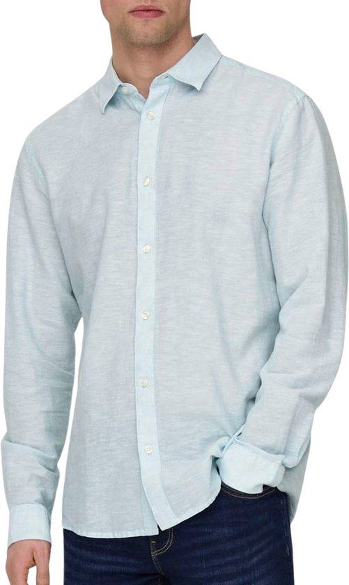 ONLY & SONS Caiden LS Solid Overhemd Mannen - Lichtblauw - Maat XXL